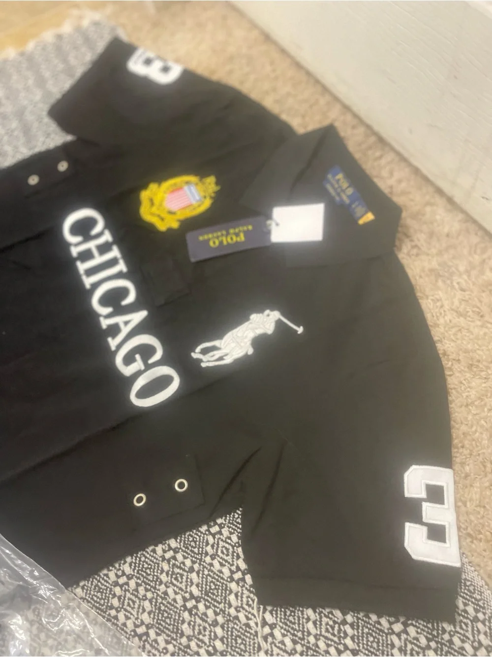 Ralph Lauren Black Chicago Logo Polo Shirt